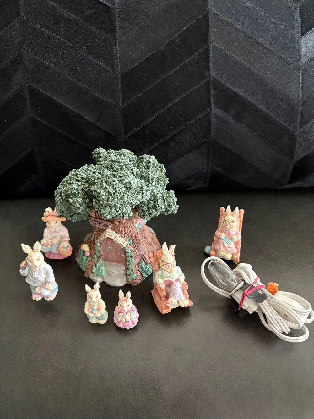 7-Pc Bunny and Lighted Tree House Set - Pastel Multicolor